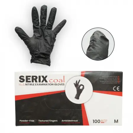 Manusi examinare nitril nepudrate 100buc/set negre size M-1
