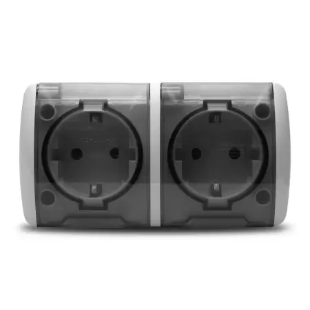 Priza dubla pt cu capac transparent elbi eva-1