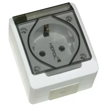 Priza simpla pt cu capac transparent hepol-1