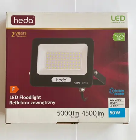 Proiector led 50W rece 230V IP65 4500lm Heda                     -1