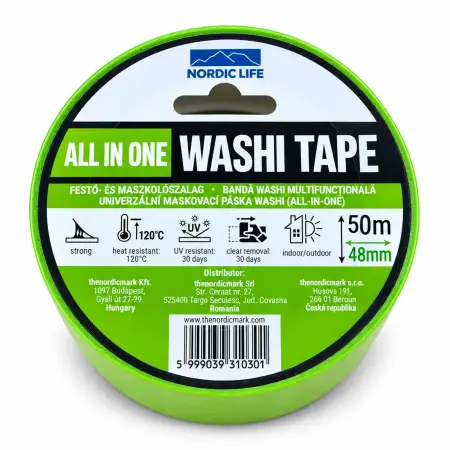 Banda hartie autoadeziva UV rezistent Washi verde all in one 48x50M   -1