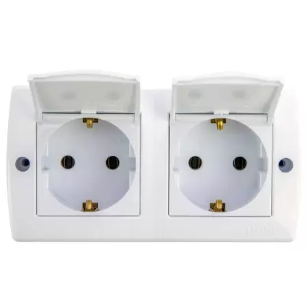 Priza dubla pt cu capac alb mono /6b-2