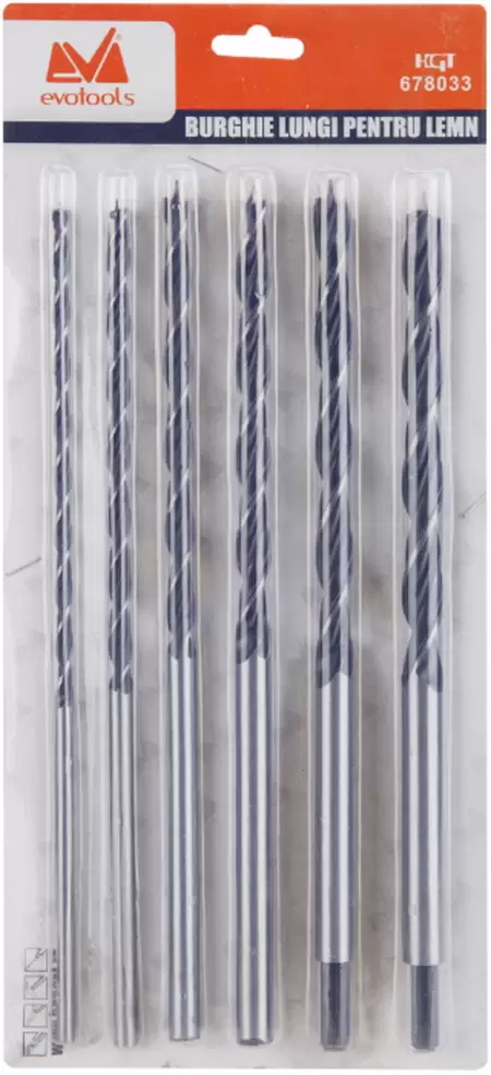 Burghiu lemn set lungi (6 buc/set)  678033-1