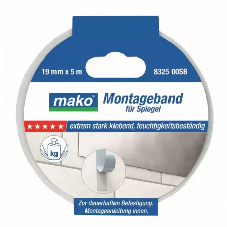 Banda dublu adeziva 19mm x 5M ALB MAKO  -1