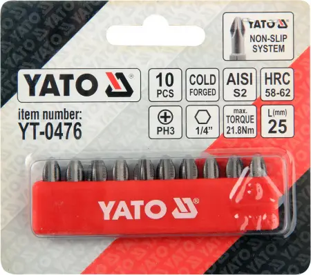 YT-0476 bit cap surubelnita PH3 x 25mm 10buc/set     -1
