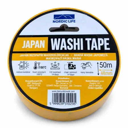 Banda hartie autoadeziva UV rezistent Washi galben japan 48x50M             -1