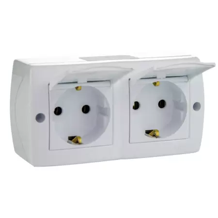 Priza dubla pt cu capac alb mono /6b-1