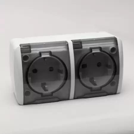 Priza dubla pt cu capac transparent elbi eva-2