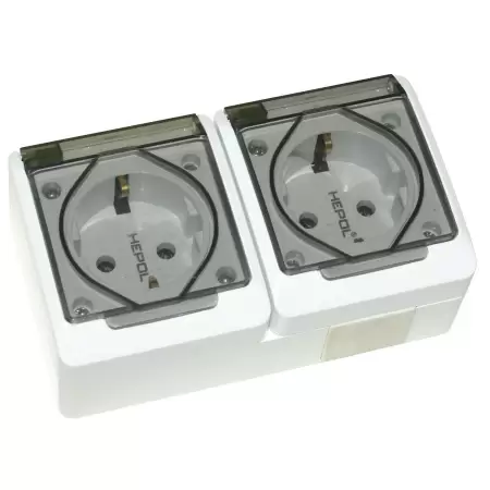 Priza dubla pt cu capac transparent hepol-1